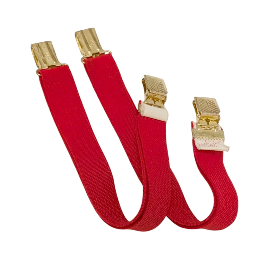 VINTAGE Boot Clips Foot Garters Hold Down Pants Leg Cuffs Red
